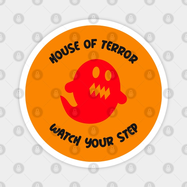 Spooky Halloween Red Ghost House of Terror Magnet by BlueCloverTrends